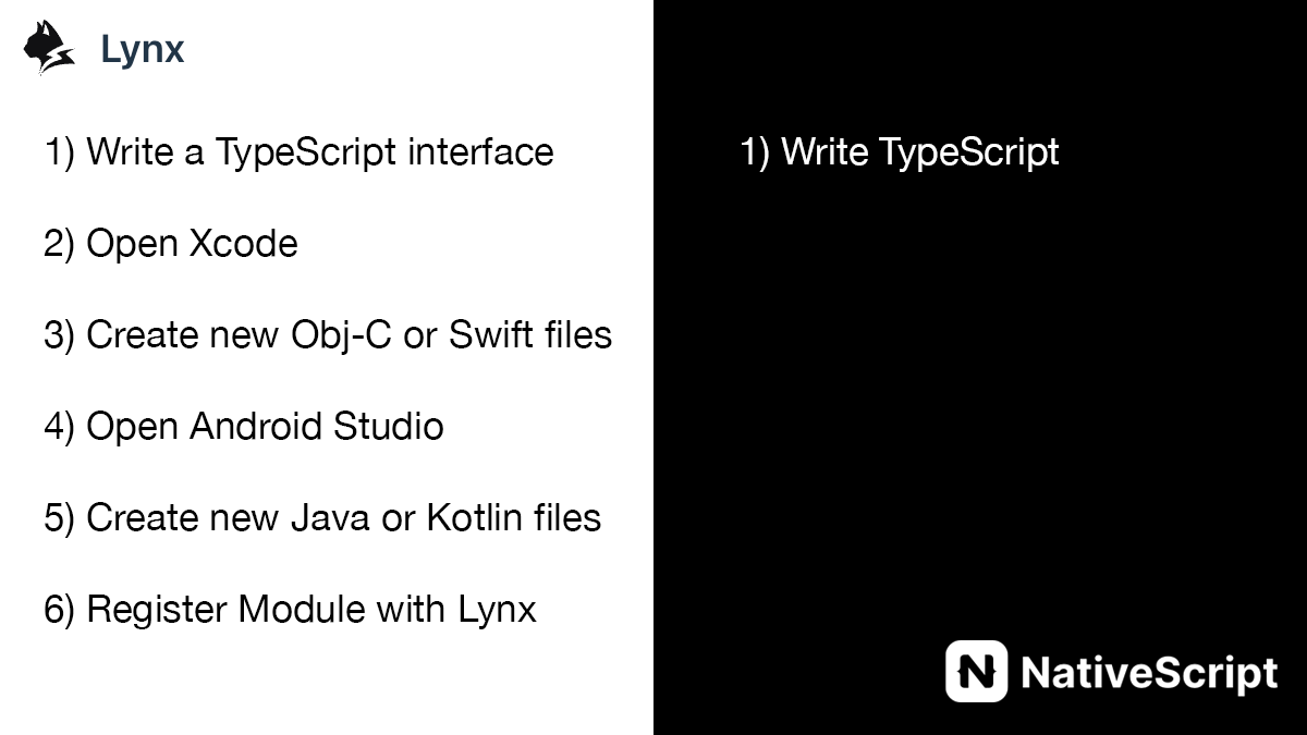 LynxJS and NativeScript - Comparison in 1 Snapshot