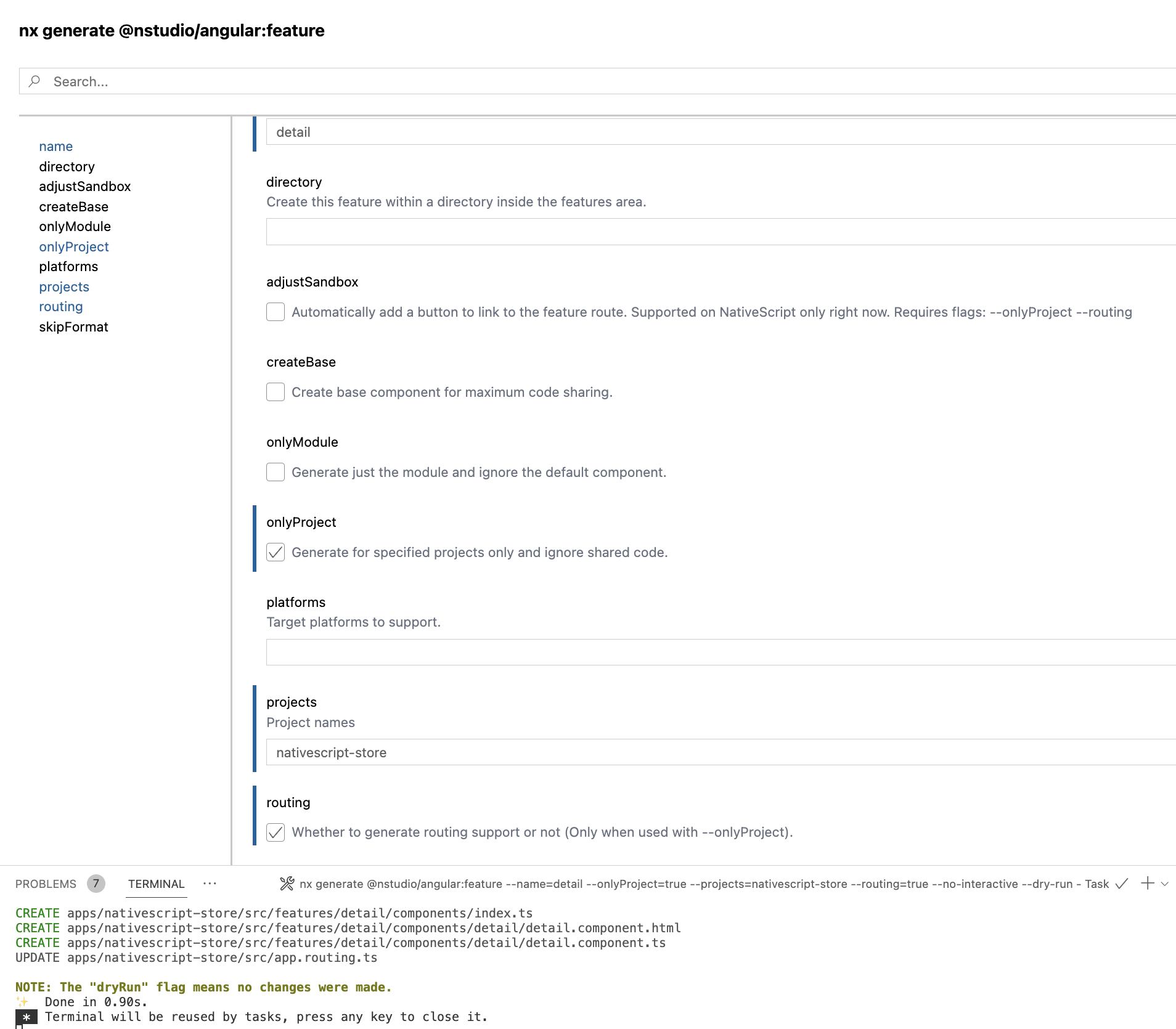 Nx NativeScript create page