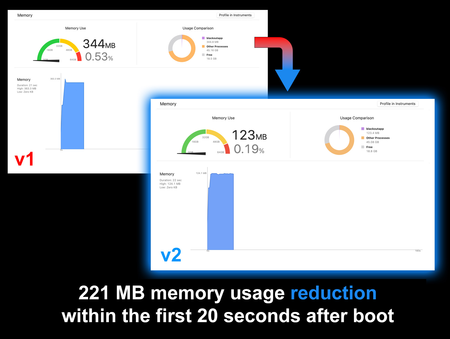Blackout Memory Usage Reduction
